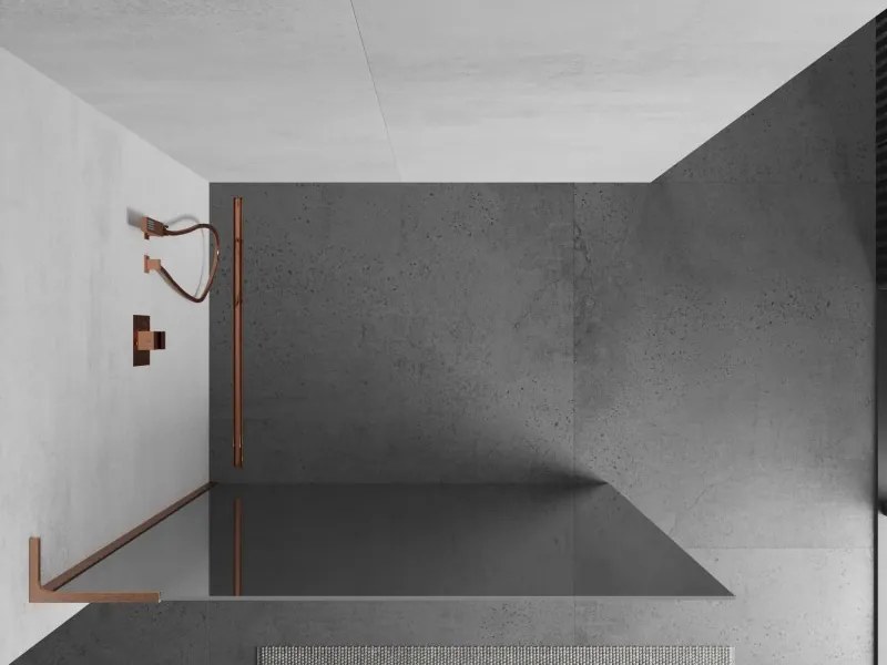 Mexen Kioto L, sprchová zástena Walk-In 80 x 200 cm, 8mm sklo vzor zrkadlo, medený matný profil, 800-080-103-65-50