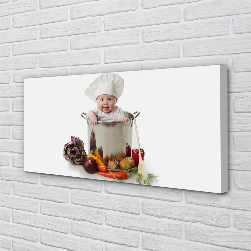 Obraz canvas Detské zeleniny v hrnci 100x50 cm