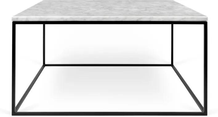 Biely mramorový konferenčný stolík s čiernymi nohami TemaHome Gleam, 75 cm