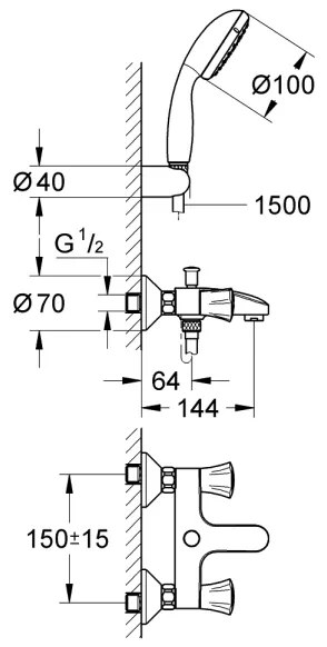 GROHE 2546010A - Vaňová batéria COSTA L DN 15 lesklý chróm