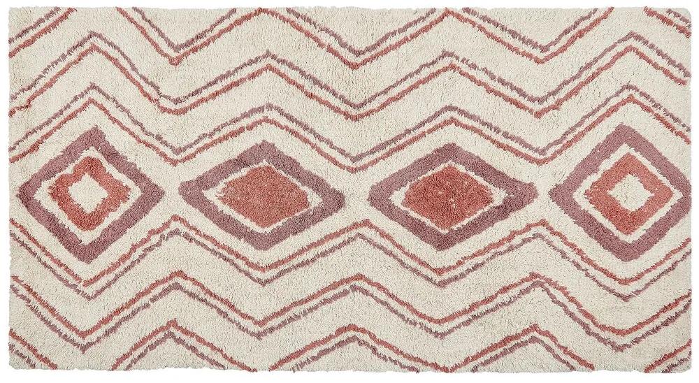 Bavlnený koberec 80 x 150 cm béžová/ružová KASTAMONU Beliani