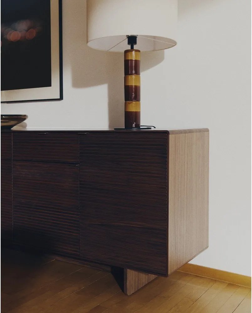 Tmavohnedá komoda v dekore orecha 194,5x78x45 cm Norlen – Kave Home