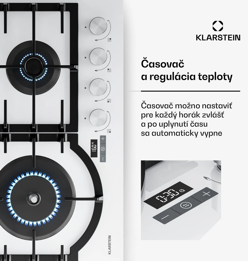 Klarstein Ignito plynová varná doska | 8 kW | liatinové podpery | časovač | regulácia teploty