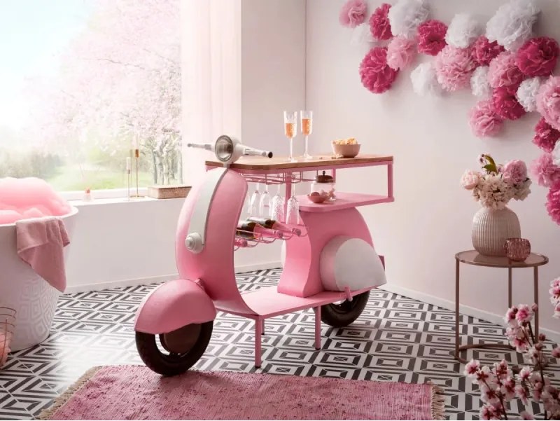 furniture-nabytek.cz - Lakovaný barový pult Scooter Nova Pink z kovu, ružová – 160×50×87 cm