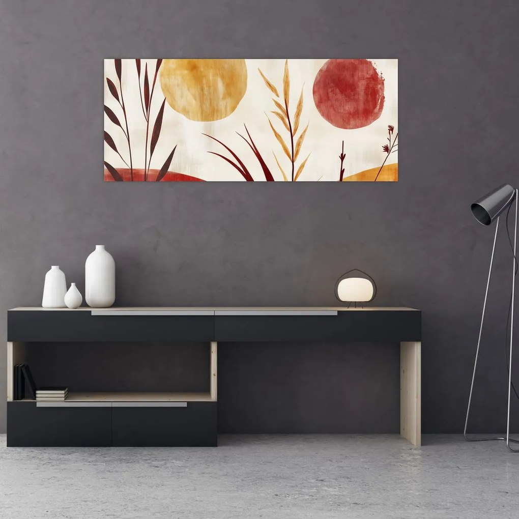 Obraz - Rastliny a kruhy (120x50 cm)