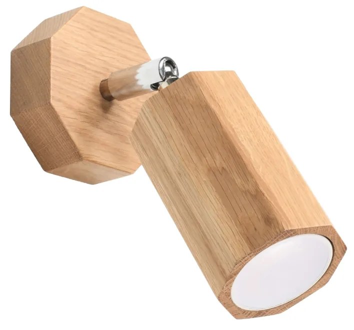 Bodové svietidlo Zeke, 1x drevené tienidlo, (možnosť polohovania)