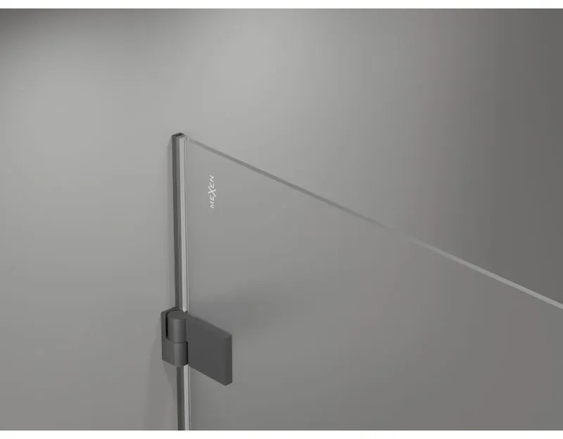 Mexen Lunar-B pravostranný výklopný sprchový kút 85 x 80 cm, číre sklo, grafitová, 832-085-080-95-00-P