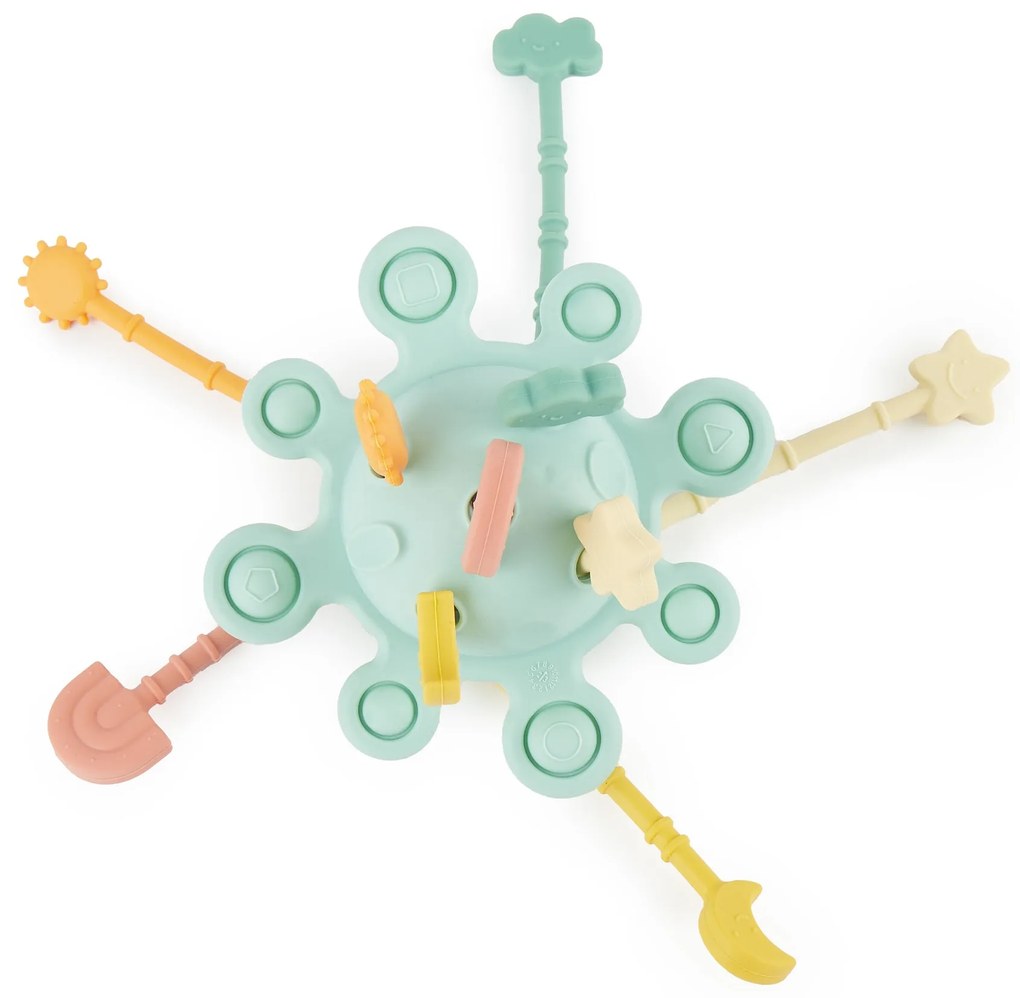 Bieco - Silikónová motorická hračka s aktivitami - eucalyptus