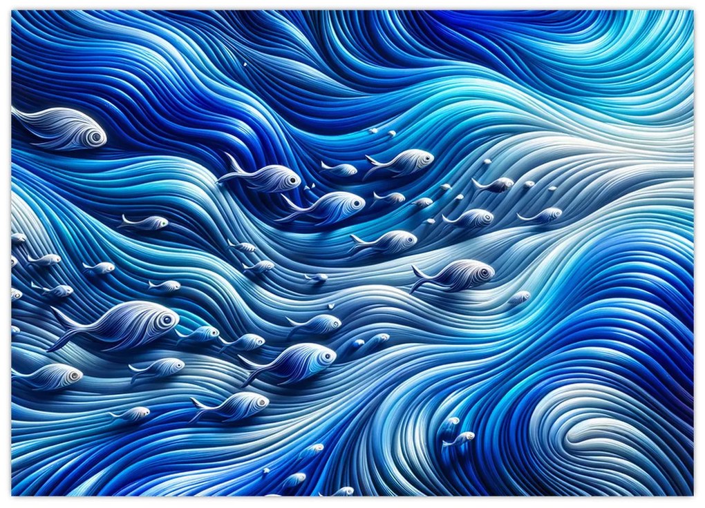 Obraz – Ryby vo vlnách (70x50 cm)