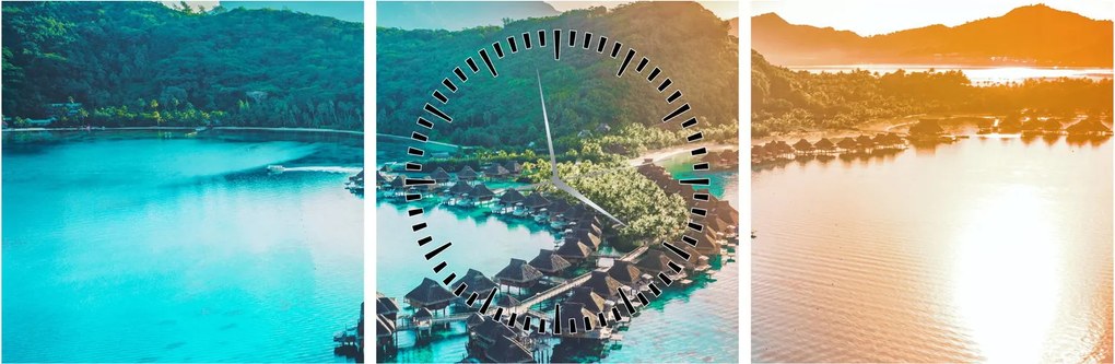 Obraz - Bora Bora (s hodinami) (90x30 cm)