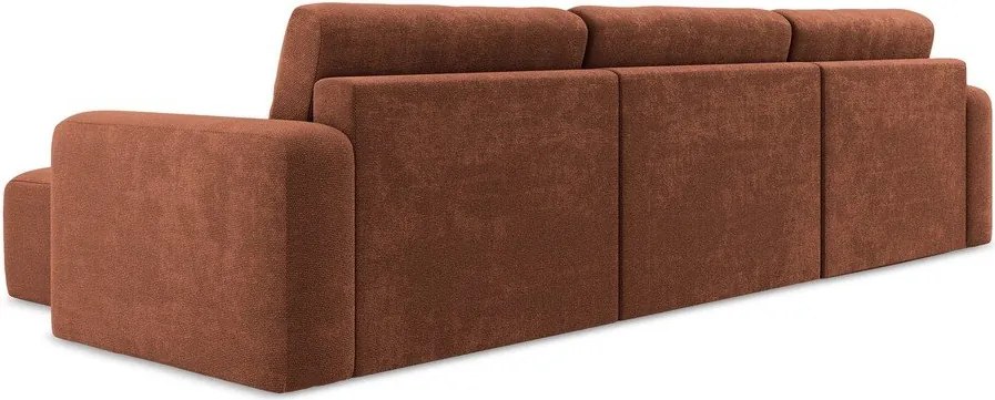 Ženilková rozkladacia/s úložným priestorom rohová pohovka v terakotovej farbe (do tvaru "U") Kona – Makamii