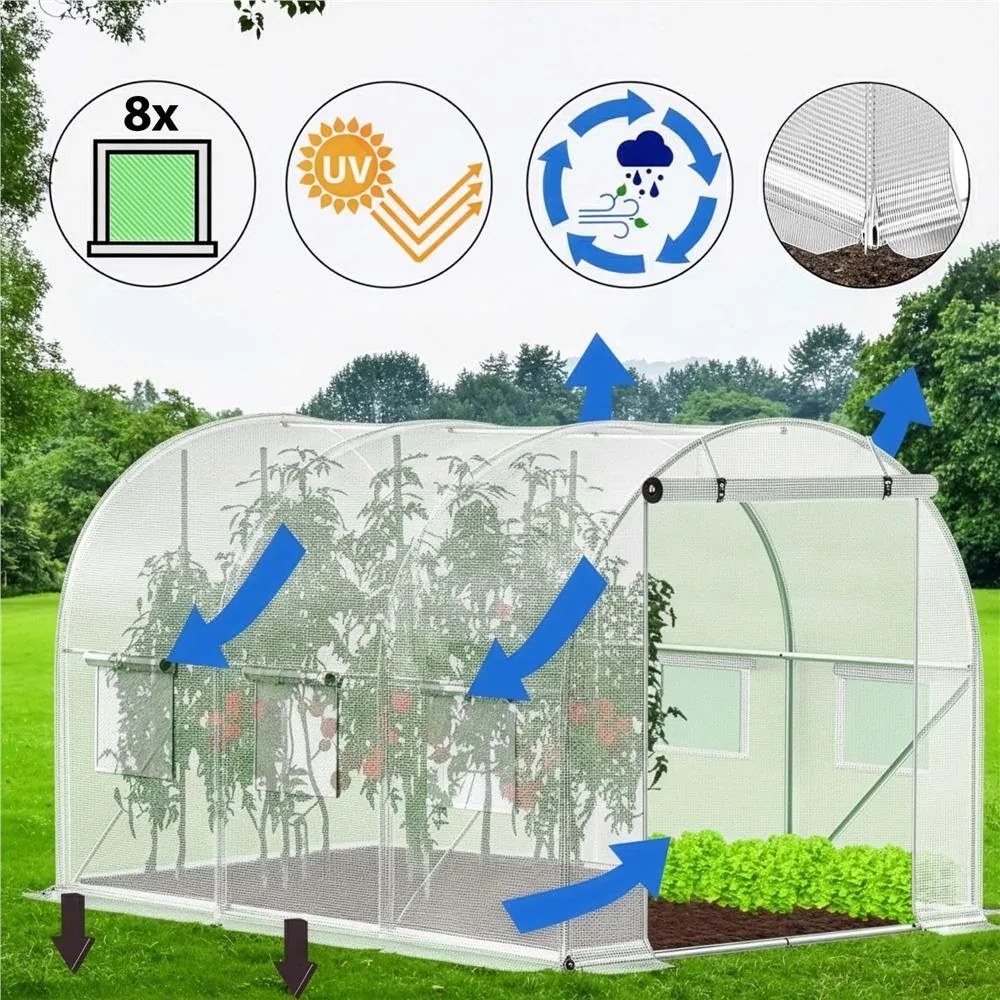 GT0010 Záhradný skleník / fóliovník 3 × 2 × 2 m Springos UV-4, 140 g/m²