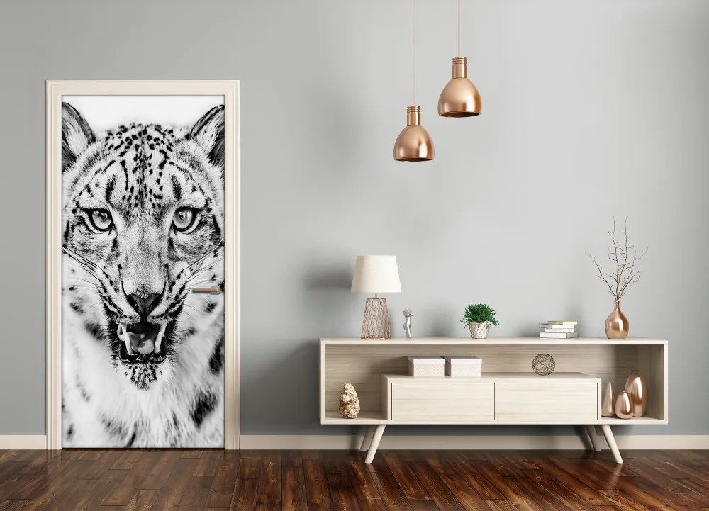 Samolepiace fototapety na dvere snežný leopard 95x205 cm