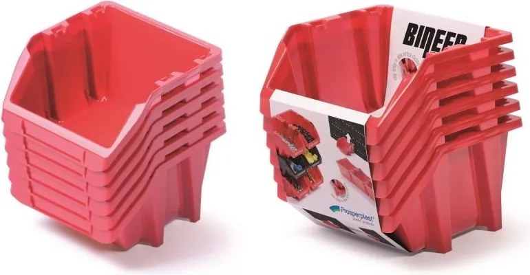 PROSPERPLAST Set úložných boxov 6ks ??BINEER SHORT SET 214x198x238 červený