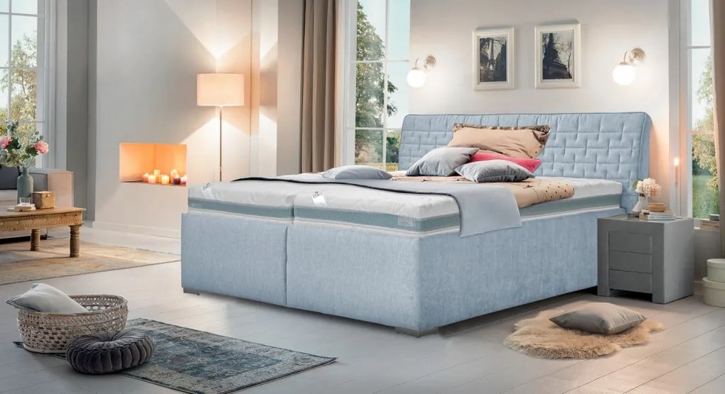 Posteľ Rita 180x200 cm, svetlo modrá látka