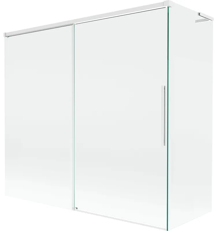 Mexen Rox, L posuvná 2-krídlová vaňová zástena 170 + 70 x 150 cm, 8mm číre sklo, biely profil, 8C9L-170-070-20-00