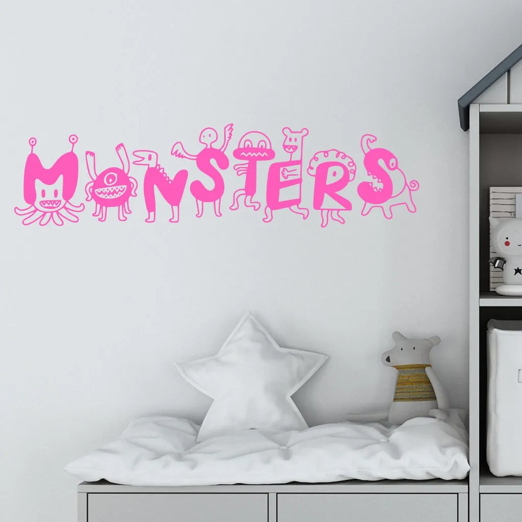 Veselá Stena Samolepka Monsters Farba: fialová, Veľkosť: 40 x 11 cm
