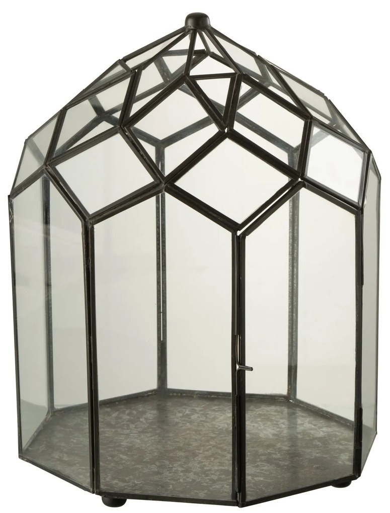 Čierny kovový domáci skleník Terrarium - 25*25*38 cm