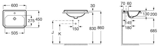 Roca A3270A5000 - Zapustené umývadlo CARMEN 60x45 cm keramika/biela