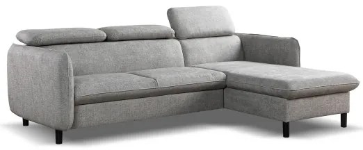 Rozkladacia rohová sedacia súprava do L s úložným priestorom NISA sivá pravá