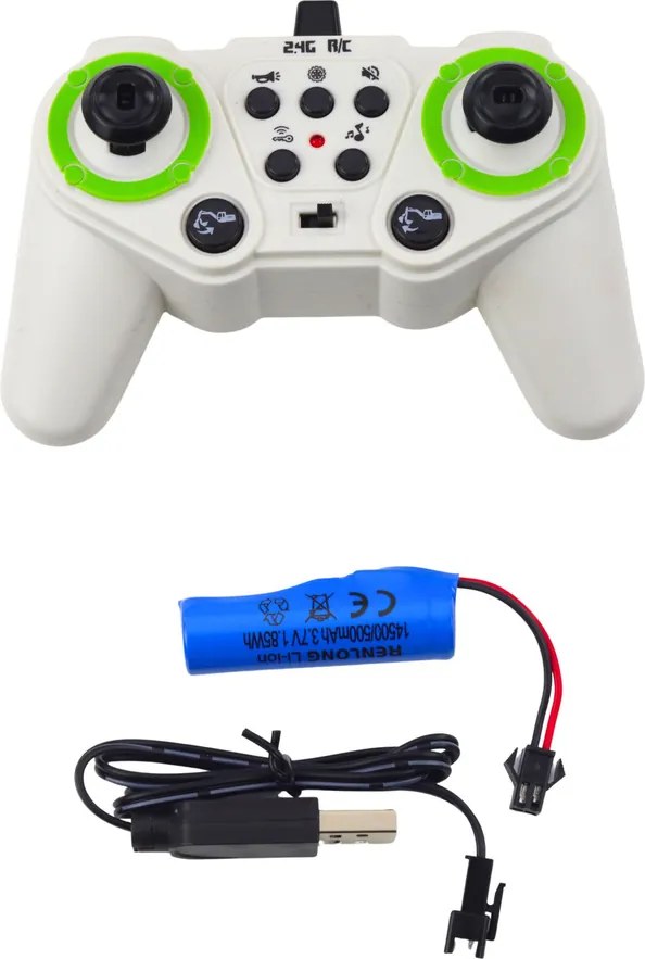 LEAN Toys Caterpillar bagr Diaľkovo ovládané RC svetlá Zvuky Biela 1:24