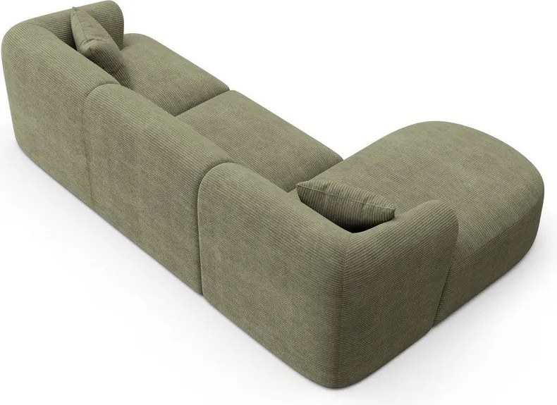 Zelená menčestrová rohová pohovka (ľavý roh/s leňoškou) Campi – Cosmopolitan Design