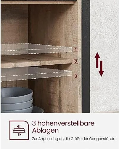 Príborník, Úložná skrinka, Komoda s 2 posuvnými dvierkami, ťavia hnedá a čierna