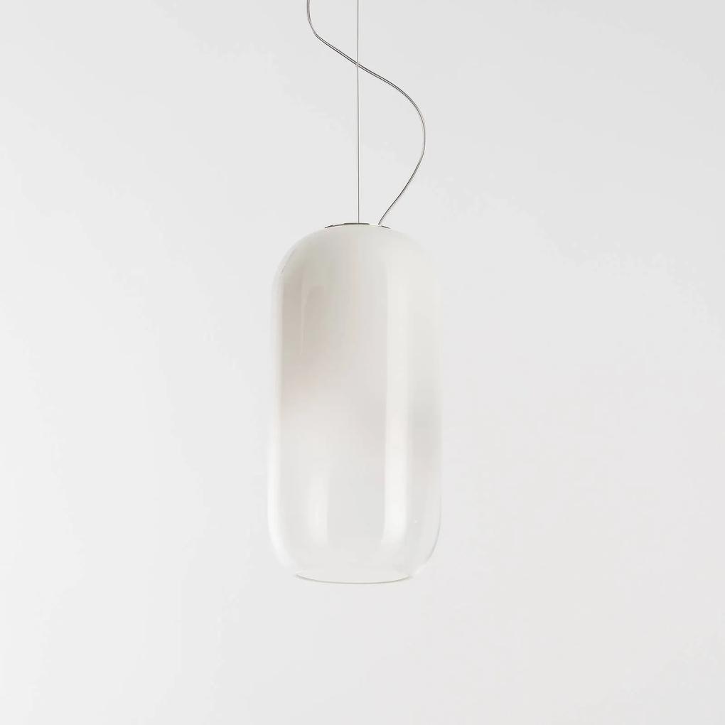 Artemide Gople závesná lampa sklo biela/striebro