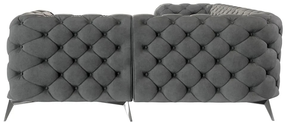 Sivá zamatová rohová pohovka (pravý roh/do L) Chelsea – Ropez