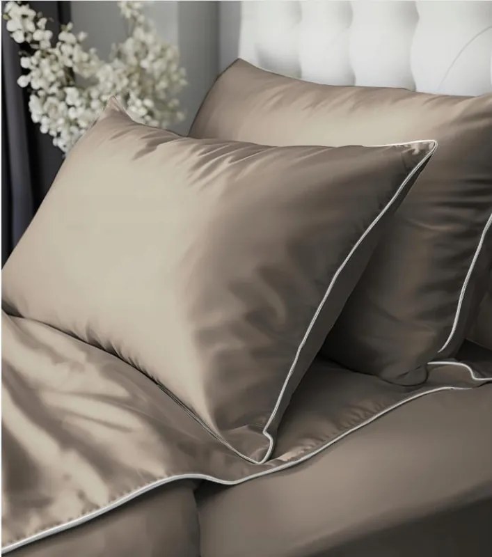 Detexpol Povlečení jednobarevní Pure Collection 100% mako satén Taupé 140x200, 70x80 cm