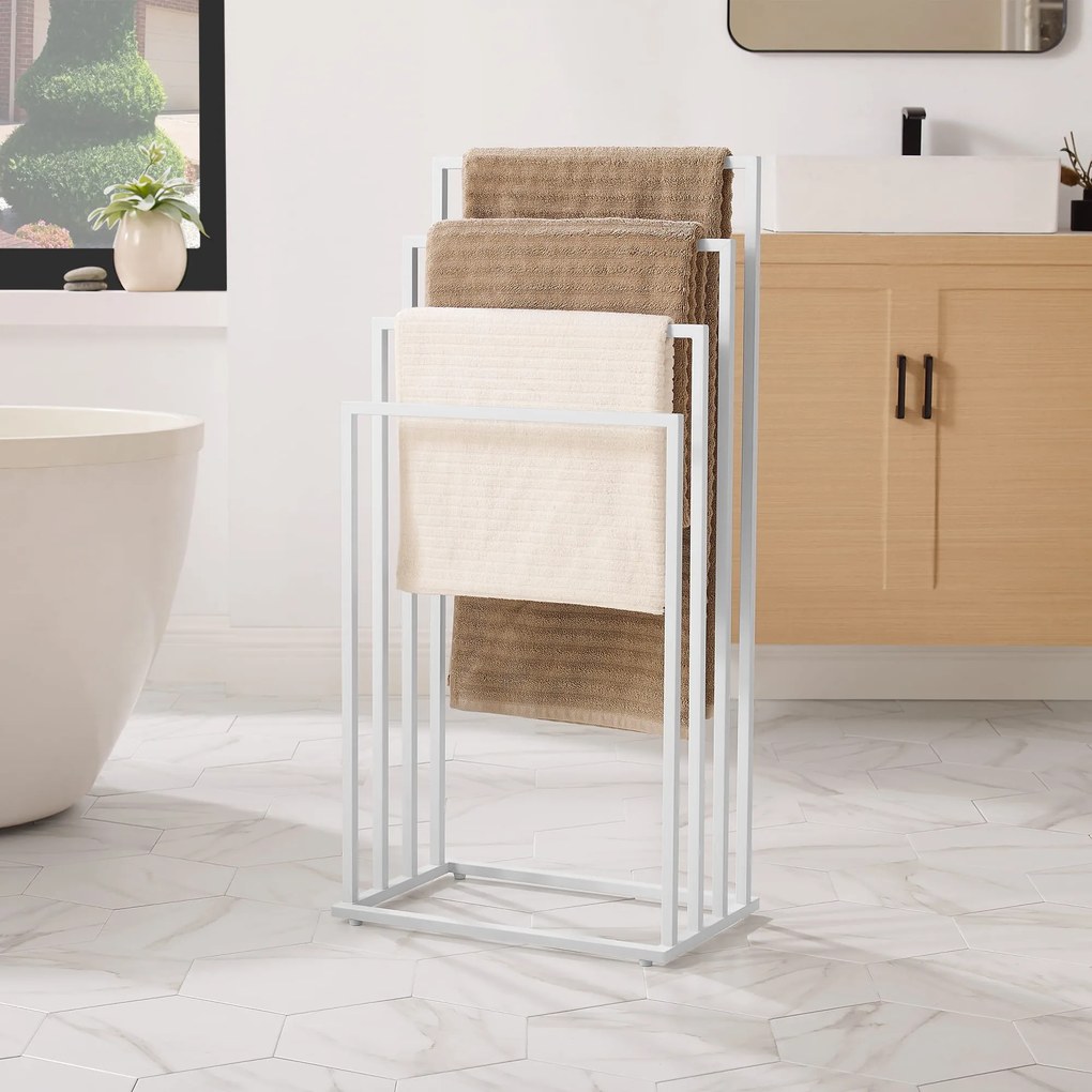 Stojan na uteráky 4- ramenami biely