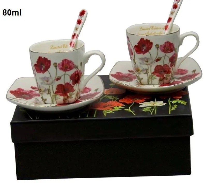 Set 2 ks šálok s podšálkou espresso 80 ml, Maky, QUEEN ISABELL ()