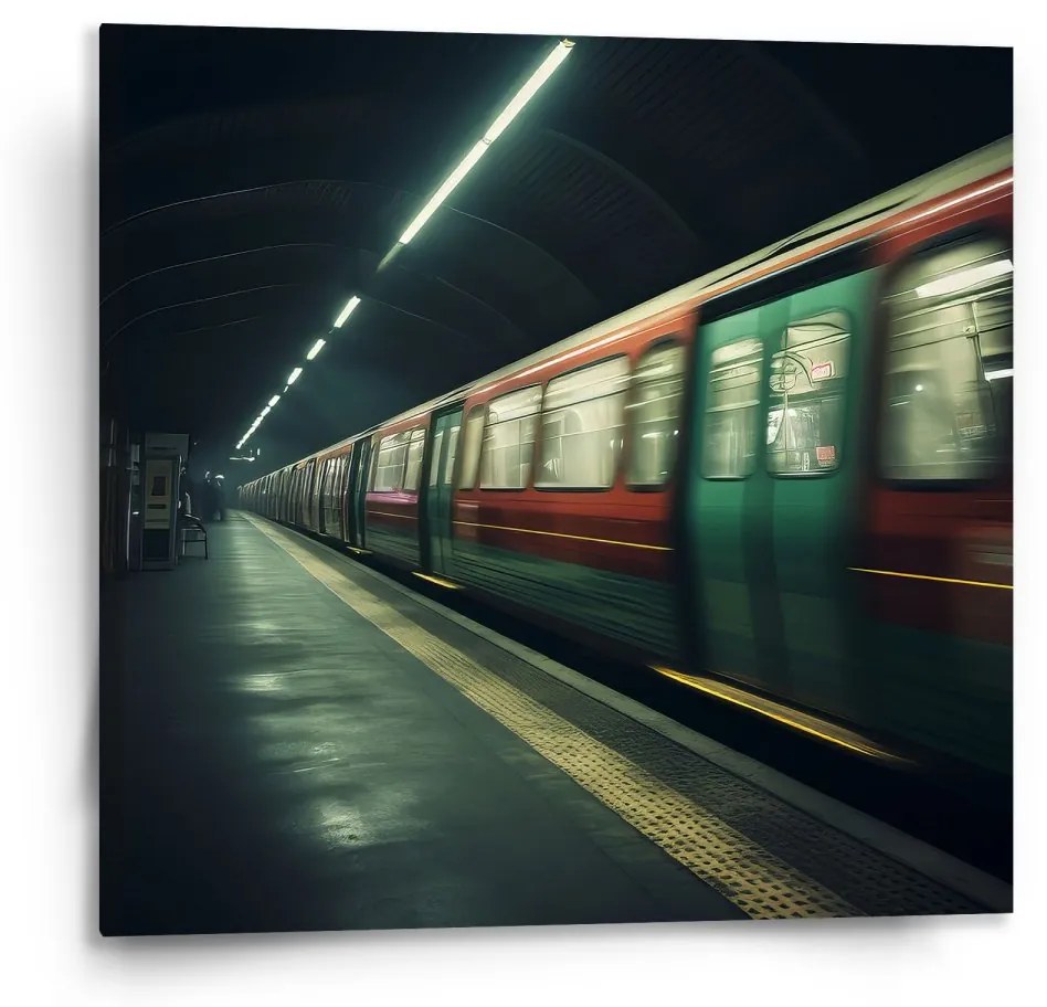 Sablio Obraz Metro na tmavej stanici - 110x110 cm