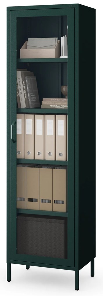 Vitrína LUIGI, 500 x 1800 x 350 mm, Modern: fľaškovo zelená