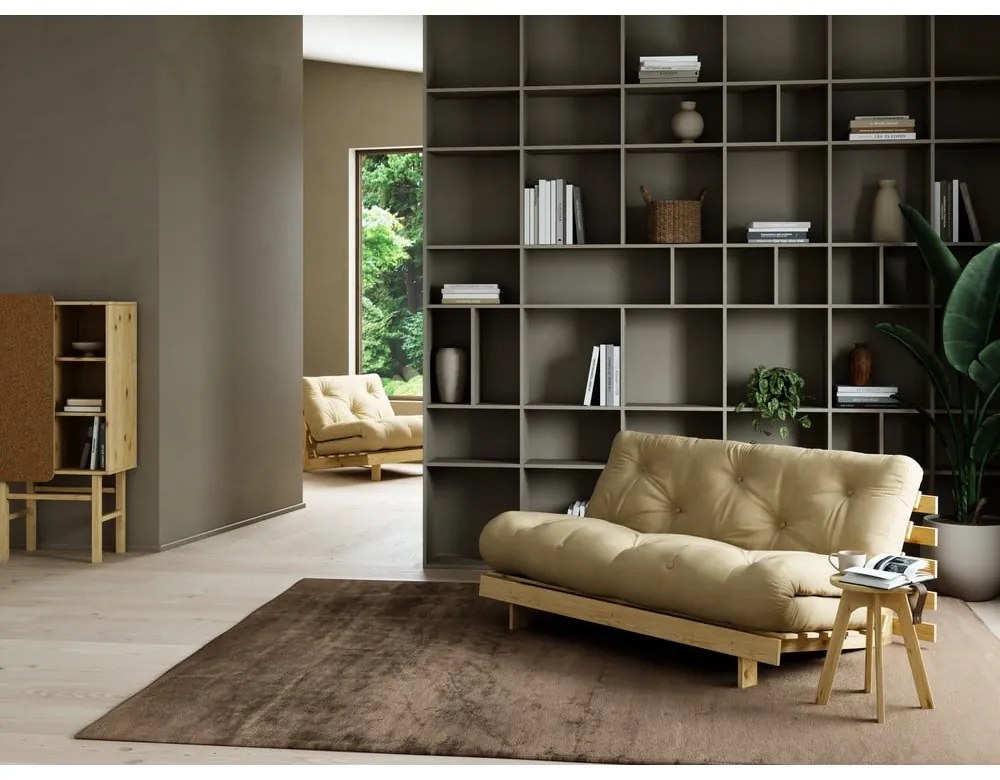 Béžová ľanová rozkladacia pohovka 160 cm Roots - Karup Design