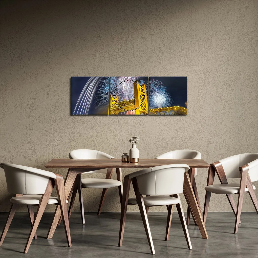 Obraz - Silvestrovská noc (s hodinami) (90x30 cm)