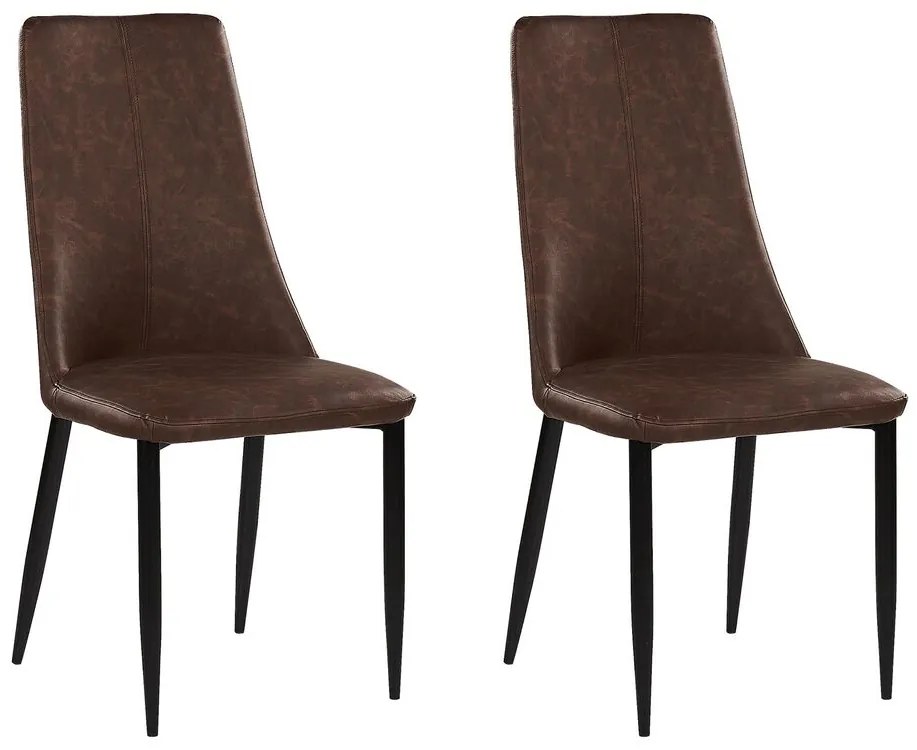 Sada 2 jedálenských stoličiek z umelej kože hnedá CLAYTON Beliani