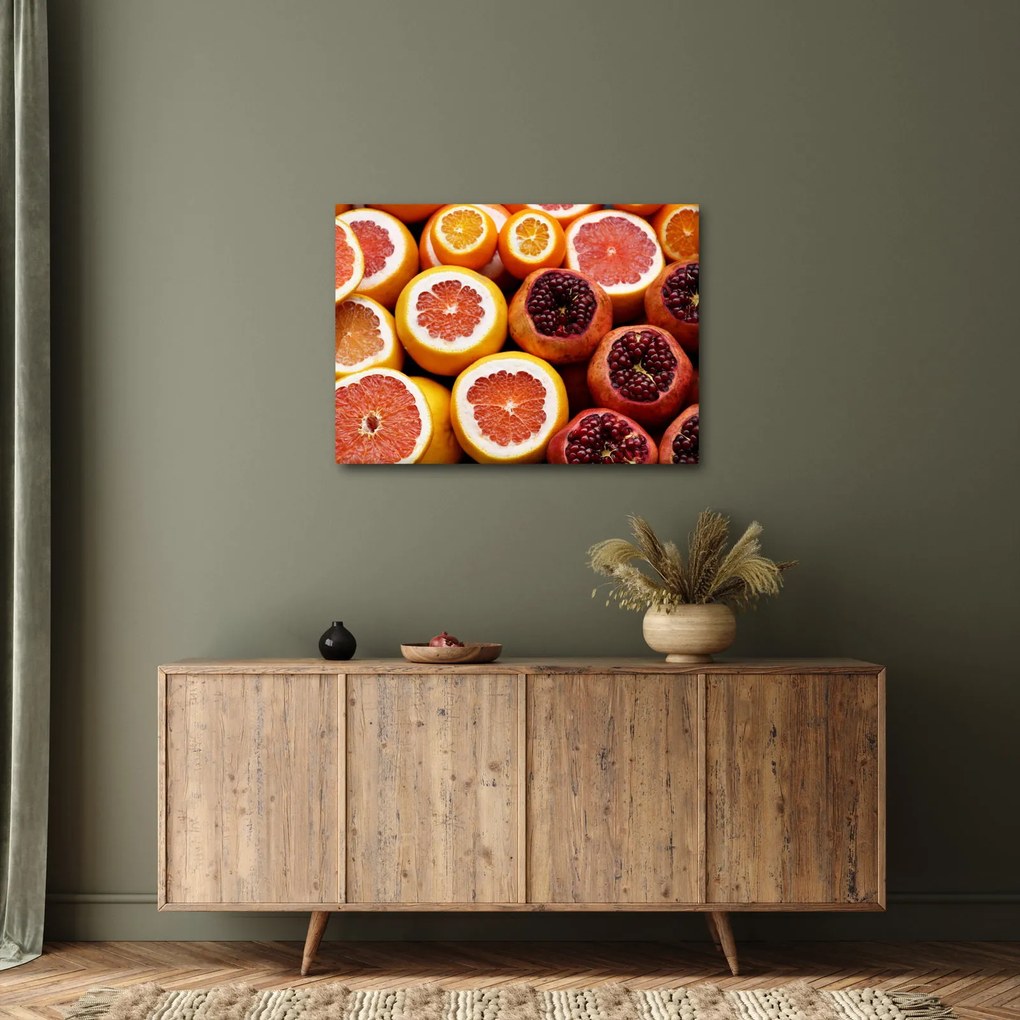Obraz pomarančov a granátových jabĺk (70x50 cm)