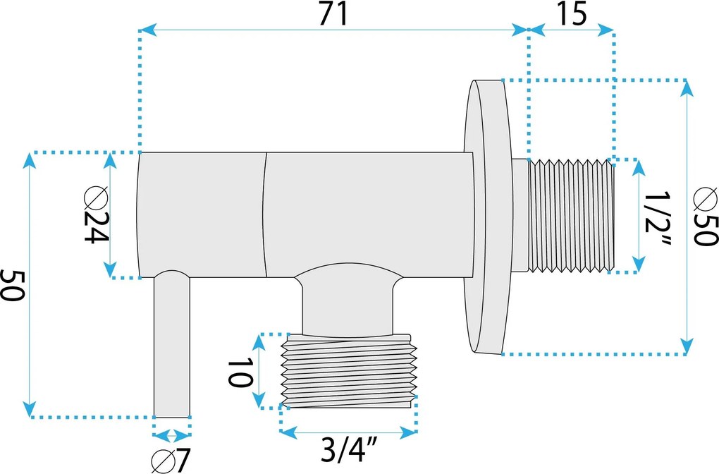 Rea 01, rohový ventil 1/2" × 3/4", zlatá matná, REA-12004