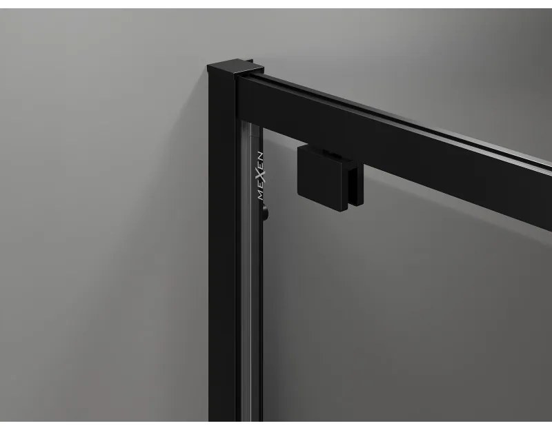 Mexen Exo, sprchovací kút s krídlovými dverami 70 x 100 cm, 6mm číre sklo, čierny profil, 8182-070-100-70-00