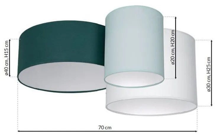 Stropné svietidlo Stan, 3x viacfarebné textilné tienidlo