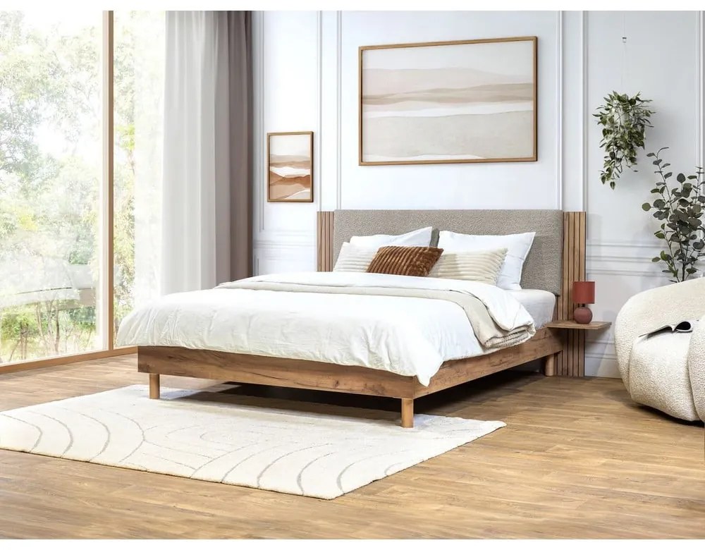 Svetlosivá dvojlôžková posteľ s roštom 160x200 cm Lior – Bobochic Paris