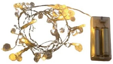 DECOLED LED světelný řetěz na baterie, krystalky, teple bílá, 10 diod, 1,3 m