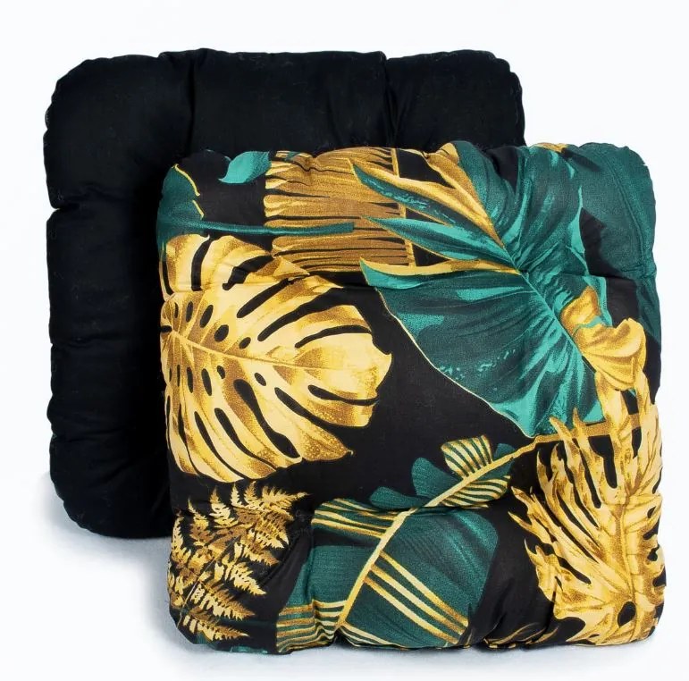 Podsedák na stoličku 40x40 cm - zeleno/zlaté listy