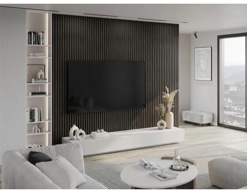 Mexen Lam-F, akustické stenové lamely 275 × 30 cm, plstený podklad 8 mm, technická dyha, orech striebristý, S105-275307-3015-009