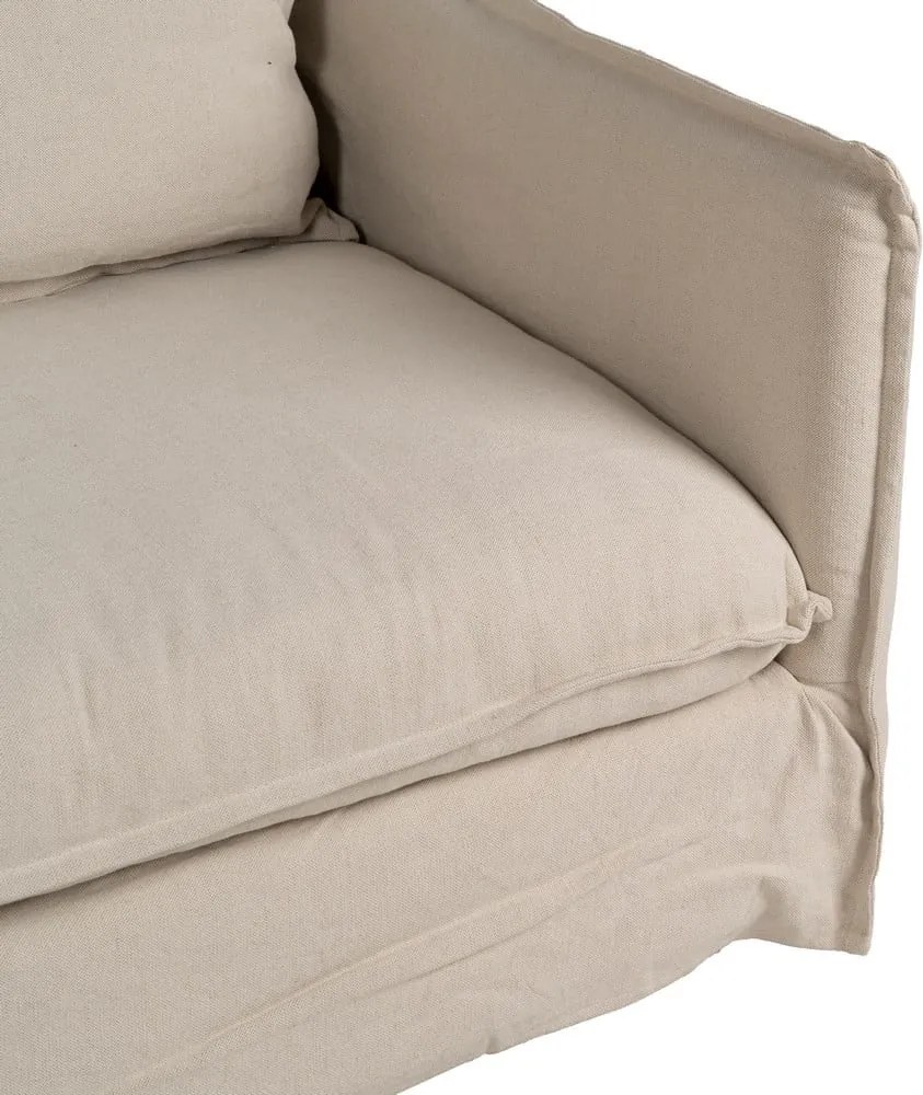 Krémová ľanová pohovka 200 cm – Ixia