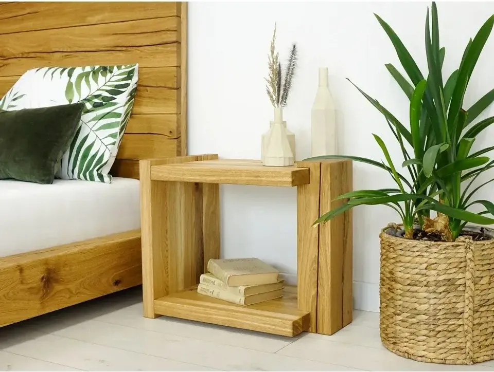 Dubový nočný stolík v ráme, 55x35x45 cm