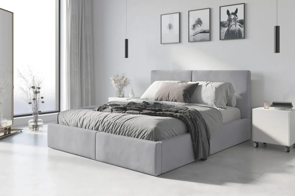 BMS GROUP Čalúnená posteľ HILTON 180x200cm výklopná sivá