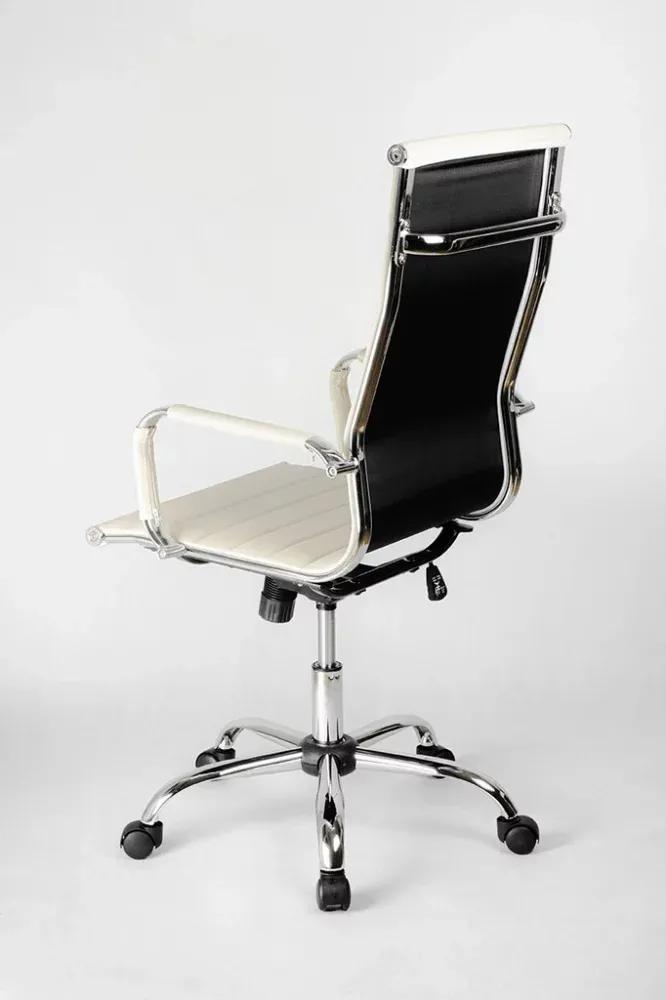 Otočná kancelárska stolička DELUXE Plus — ekokoža, krémová