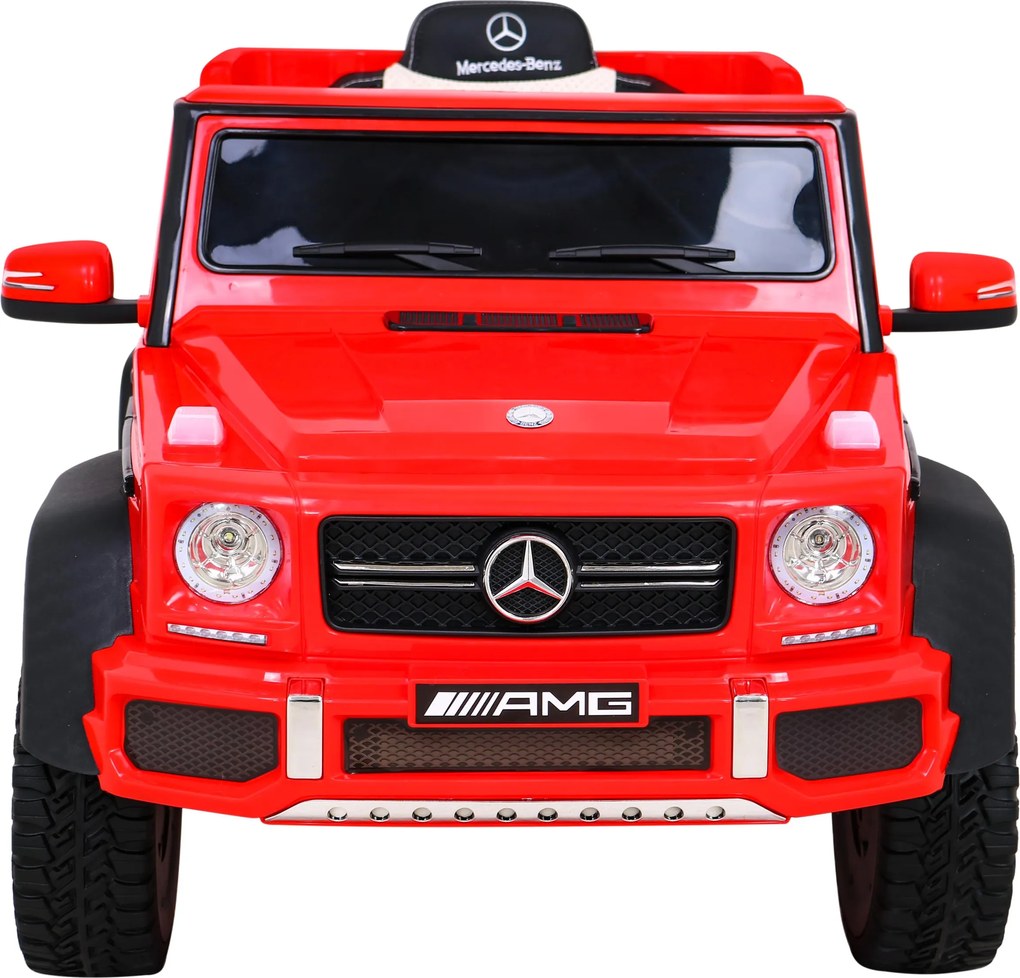 Ramiz Mercedes G63 AMG Auto na batérie Červené + diaľkové ovládanie + 6 EVA kolies + pomalý štart + MP3 LED